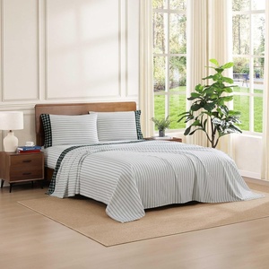 Tommy Hilfiger – Twin Size Sheets Set, Crisp & Tailored Cooling Sheets with a Cotton Percale Lightweight Feel – Bed Sheets with Matching Pillowcase & Fitted Sheet (Cass Park Mix Green)(Cass Park Mix Green)