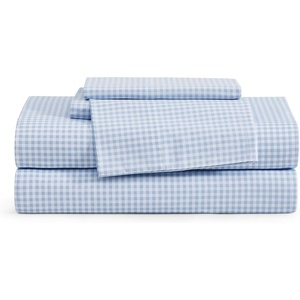 Tommy Hilfiger – Twin Size Sheets Set, Crisp & Tailored Cooling Sheets with a Cotton Percale Lightweight Feel – Bed Sheets with Matching Pillowcase & Fitted Sheet (Cass Park Mix Green)(Gardena Check Blue)