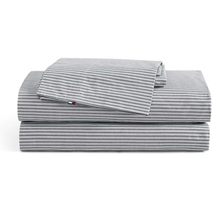 Tommy Hilfiger – Twin Size Sheets Set, Crisp & Tailored Cooling Sheets with a Cotton Percale Lightweight Feel – Bed Sheets with Matching Pillowcase & Fitted Sheet (Cass Park Mix Green)(Highland Ticking Stripe Navy)