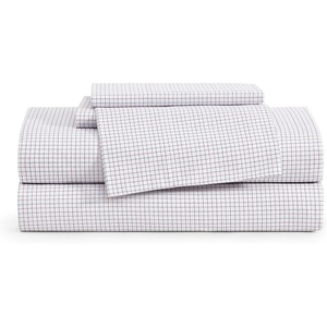 Tommy Hilfiger – Twin Size Sheets Set, Crisp & Tailored Cooling Sheets with a Cotton Percale Lightweight Feel – Bed Sheets with Matching Pillowcase & Fitted Sheet (Cass Park Mix Green)(New England Plaid Dark Blue)