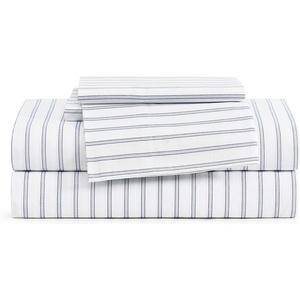 Tommy Hilfiger – Twin Size Sheets Set, Crisp & Tailored Cooling Sheets with a Cotton Percale Lightweight Feel – Bed Sheets with Matching Pillowcase & Fitted Sheet (Cass Park Mix Green)(Joshua Tree Stripe Blue)