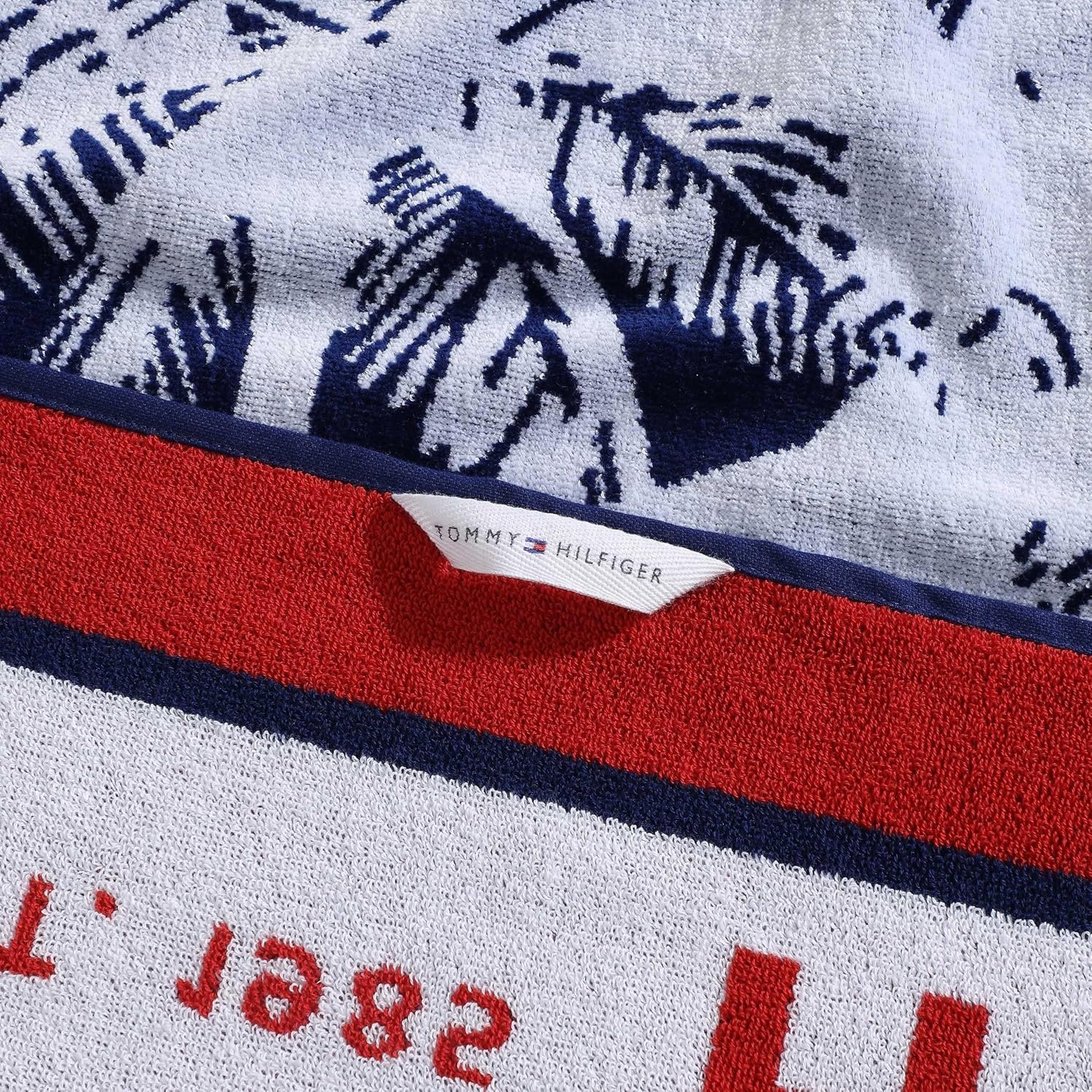 image:imageTommy Hilfiger Beach Towel Oversized Cotton Velour Towel 36x68 Plush Absorbent amp QuickDry Beach Essentials Striped Americana Decor Leisure Dark BlueBoulevard Blue
