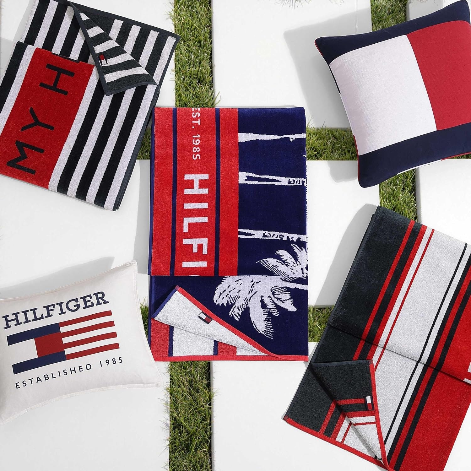 image:imageTommy Hilfiger Beach Towel Oversized Cotton Velour Towel 36x68 Plush Absorbent amp QuickDry Beach Essentials Striped Americana Decor Leisure Dark BlueLeisure Blue