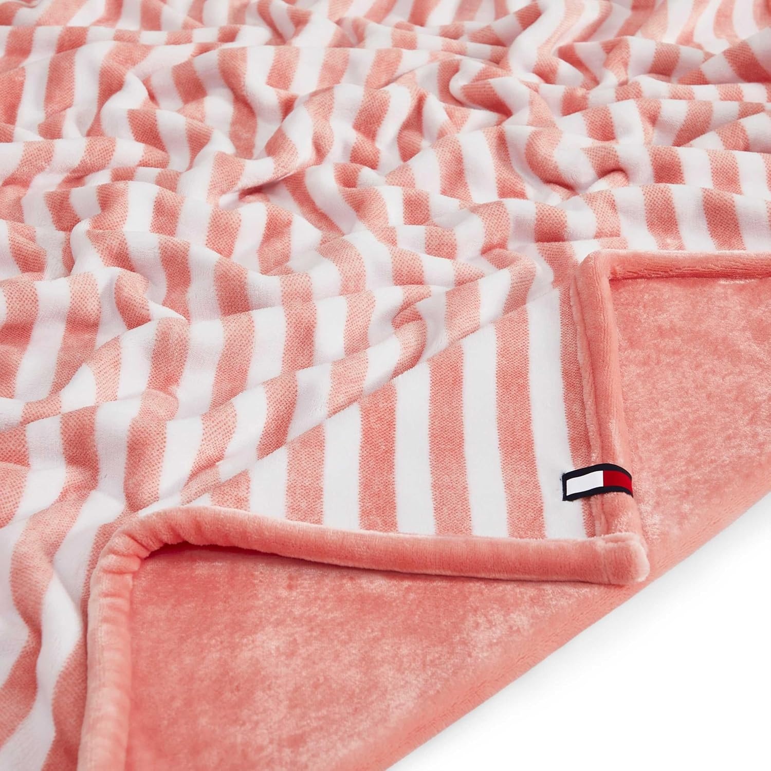 image:imageTommy Hilfiger Throw Blanket Plush Bedding with a FleeceKnit Texture Soft Throw Blanket for Couch or Bed Modern Check Solid Blue 50 x 70Laguna Beach StripeSolid Pink
