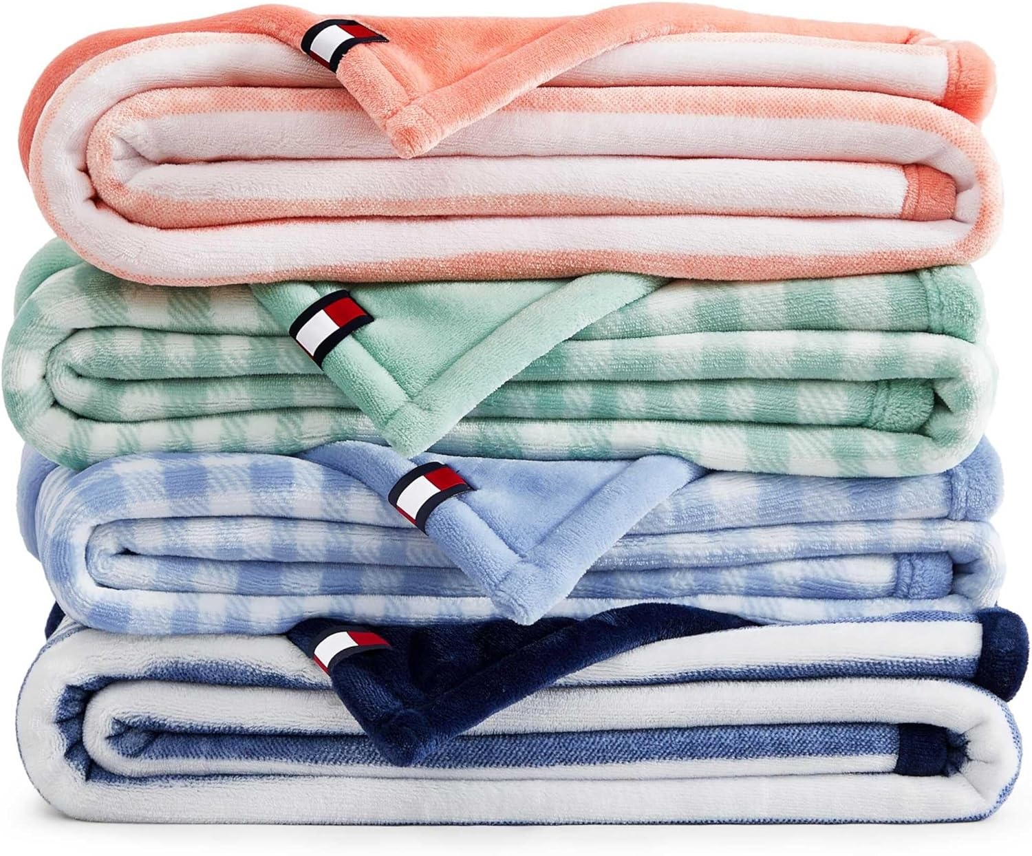 image:imageTommy Hilfiger Throw Blanket Plush Bedding with a FleeceKnit Texture Soft Throw Blanket for Couch or Bed Modern Check Solid Blue 50 x 70Laguna Beach StripeSolid Pink
