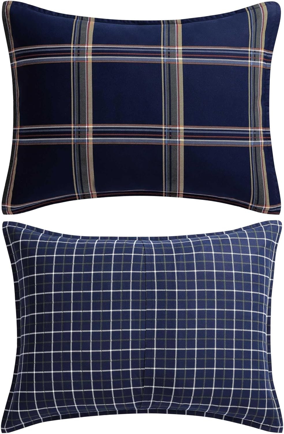 image:imageTommy Hilfiger Twin Duvet Cover Set 100 Cotton Percale Bedding with Matching Sham Button Closure amp Corner Ties Reversible Prospect Plaid Design Americana Decor BlueBeacon Plaid Blue