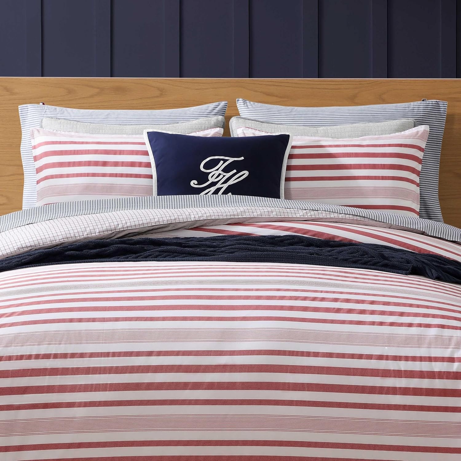 image:imageTommy Hilfiger Twin Duvet Cover Set Reversible Cotton Bedding with a Naturally Soft Feel Classic Americana 2 Piece Bed Set with Matching Pillowcase Trellis FlagChristopher Texture BlueMandalay Beach StripeVermont Plaid Red