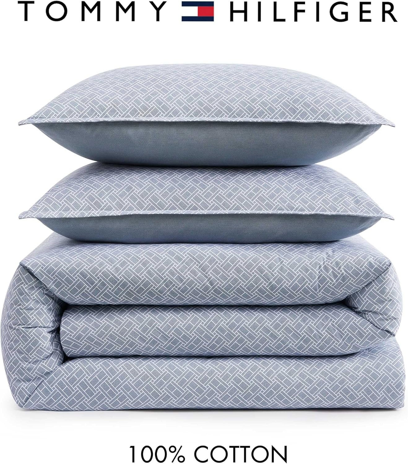 image:imageTommy Hilfiger Twin Duvet Cover Set Reversible Cotton Bedding with a Naturally Soft Feel Classic Americana 2 Piece Bed Set with Matching Pillowcase Trellis FlagChristopher Texture BlueTrellis FlagChristopher Texture Blue
