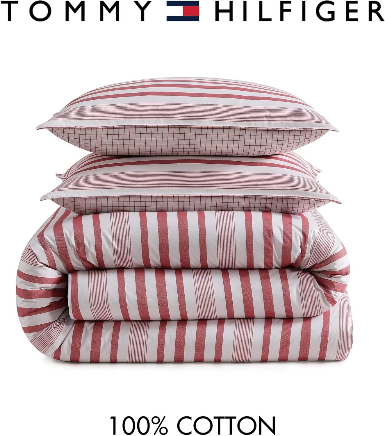 image:imageTommy Hilfiger Twin Duvet Cover Set Reversible Cotton Bedding with a Naturally Soft Feel Classic Americana 2 Piece Bed Set with Matching Pillowcase Trellis FlagChristopher Texture BlueMandalay Beach StripeVermont Plaid Red