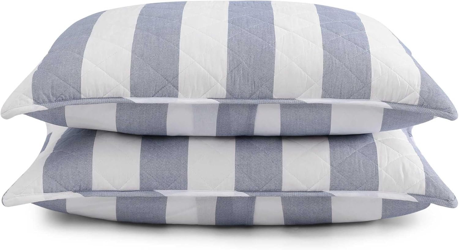 image:imageTommy Hilfiger Twin Quilt Set Reversible Soft Cotton Percale Bedding with Reversible Stripe Design Lightweight AllSeason Quilt with Matching Sham Americana Decor Ithaca Patchwork BlueCapri Stripe Blue