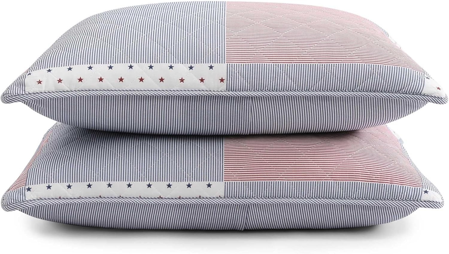 image:imageTommy Hilfiger Twin Quilt Set Reversible Soft Cotton Percale Bedding with Reversible Stripe Design Lightweight AllSeason Quilt with Matching Sham Americana Decor Ithaca Patchwork BlueIthaca AmericanaPatchwork Ithaca Stripe Blue