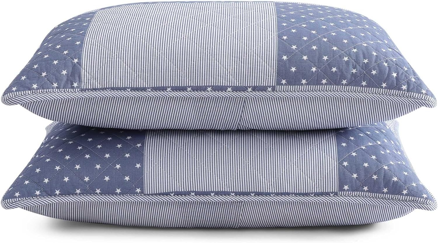 image:imageTommy Hilfiger Twin Quilt Set Reversible Soft Cotton Percale Bedding with Reversible Stripe Design Lightweight AllSeason Quilt with Matching Sham Americana Decor Ithaca Patchwork BlueIthaca StargazePatchwork Ithaca Stripe Blue