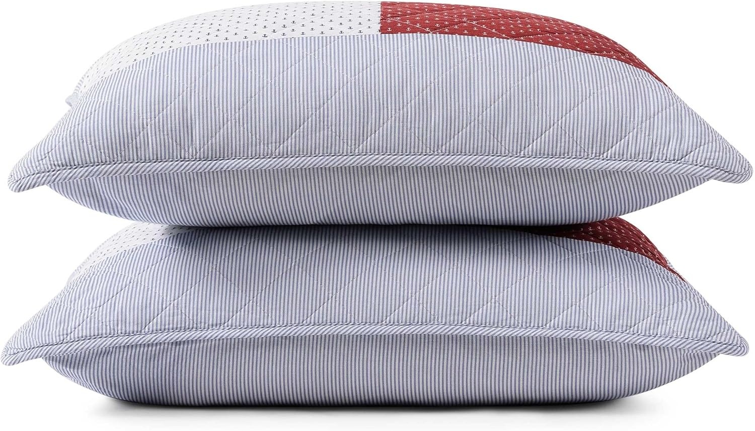 image:imageTommy Hilfiger Twin Quilt Set Reversible Soft Cotton Percale Bedding with Reversible Stripe Design Lightweight AllSeason Quilt with Matching Sham Americana Decor Nautical Anchor BlueNautical Anchor FlagIthaca Stripe Blue