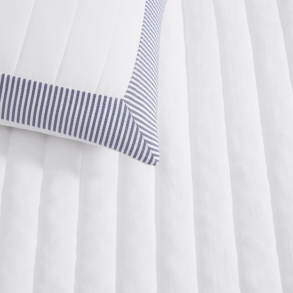image:imageTommy Hilfiger Twin Quilt Set Soft Microfiber Bedding with Reversible Solid Design Lightweight AllSeason Quilt with Matching Sham Americana Decor Resort BlueTwin
