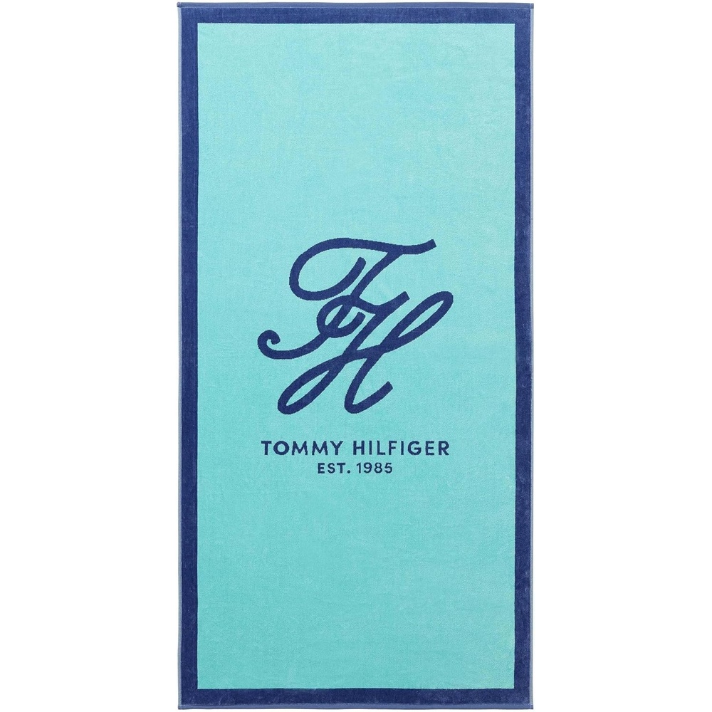 image:imageTommy Hilfiger  Beach Towel Oversized Cotton Velour Towel 36x68 Plush Absorbent amp QuickDry Beach Essentials Striped Americana Decor Leisure Dark BlueColorblock Monogram Royal Blue