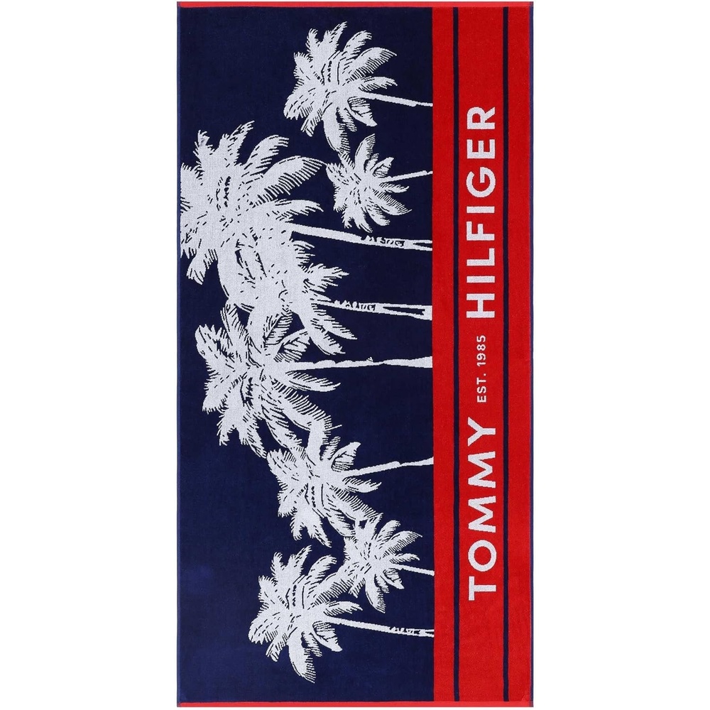 image:imageTommy Hilfiger Beach Towel Oversized Cotton Velour Towel 36x68 Plush Absorbent amp QuickDry Beach Essentials Striped Americana Decor Leisure Dark BlueBoulevard Blue