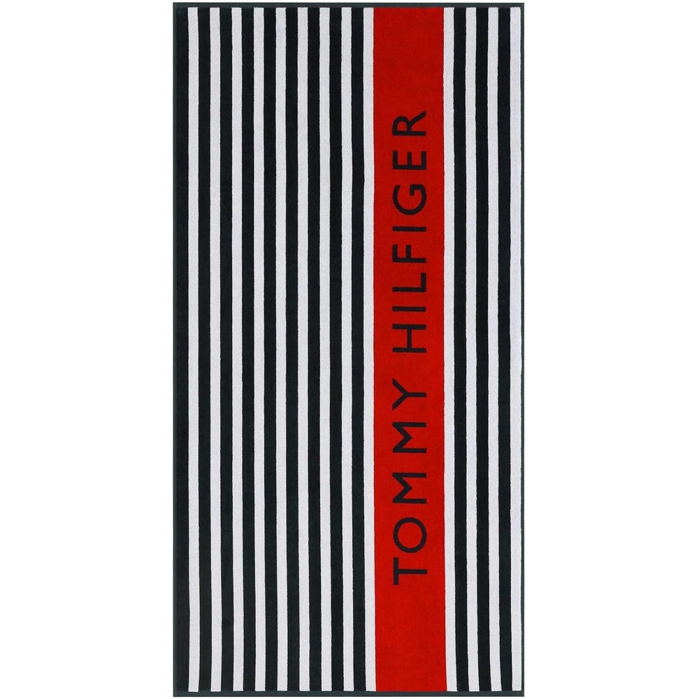 image:imageTommy Hilfiger  Beach Towel Oversized Cotton Velour Towel 36x68 Plush Absorbent amp QuickDry Beach Essentials Striped Americana Decor Leisure Dark BlueLeisure Blue