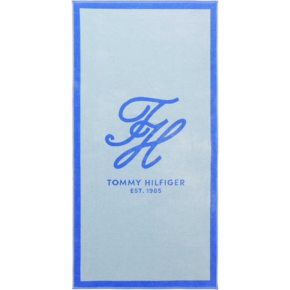 image:imageTommy Hilfiger Beach Towel Oversized Cotton Velour Towel 36x68 Plush Absorbent amp QuickDry Beach Essentials Striped Americana Decor Leisure Dark BlueColorblock Monogram Light Blue