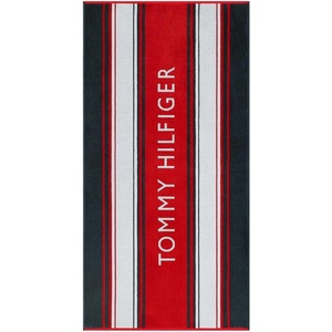Tommy Hilfiger – Beach Towel Oversized, Cotton Velour Towel, 36×68, Plush, Absorbent & Quick-Dry Beach Essentials, Striped Americana Decor, Leisure Dark Blue(Hampton Stripe Red)
