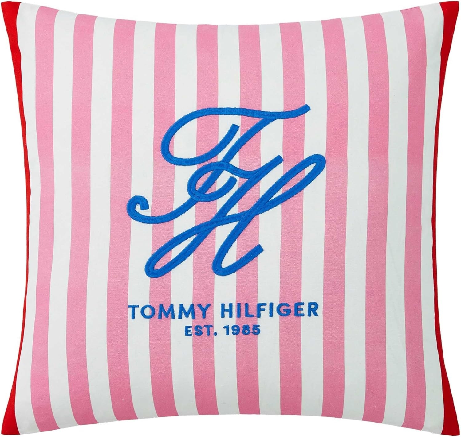 image:imageTommy Hilfiger Decorative Throw Pillow for Bed or Couch 12x16 Seersucker Accent Pillow with Zipper Closure Embroidered Crest Design Americana Decor BlueBeachfront Pink