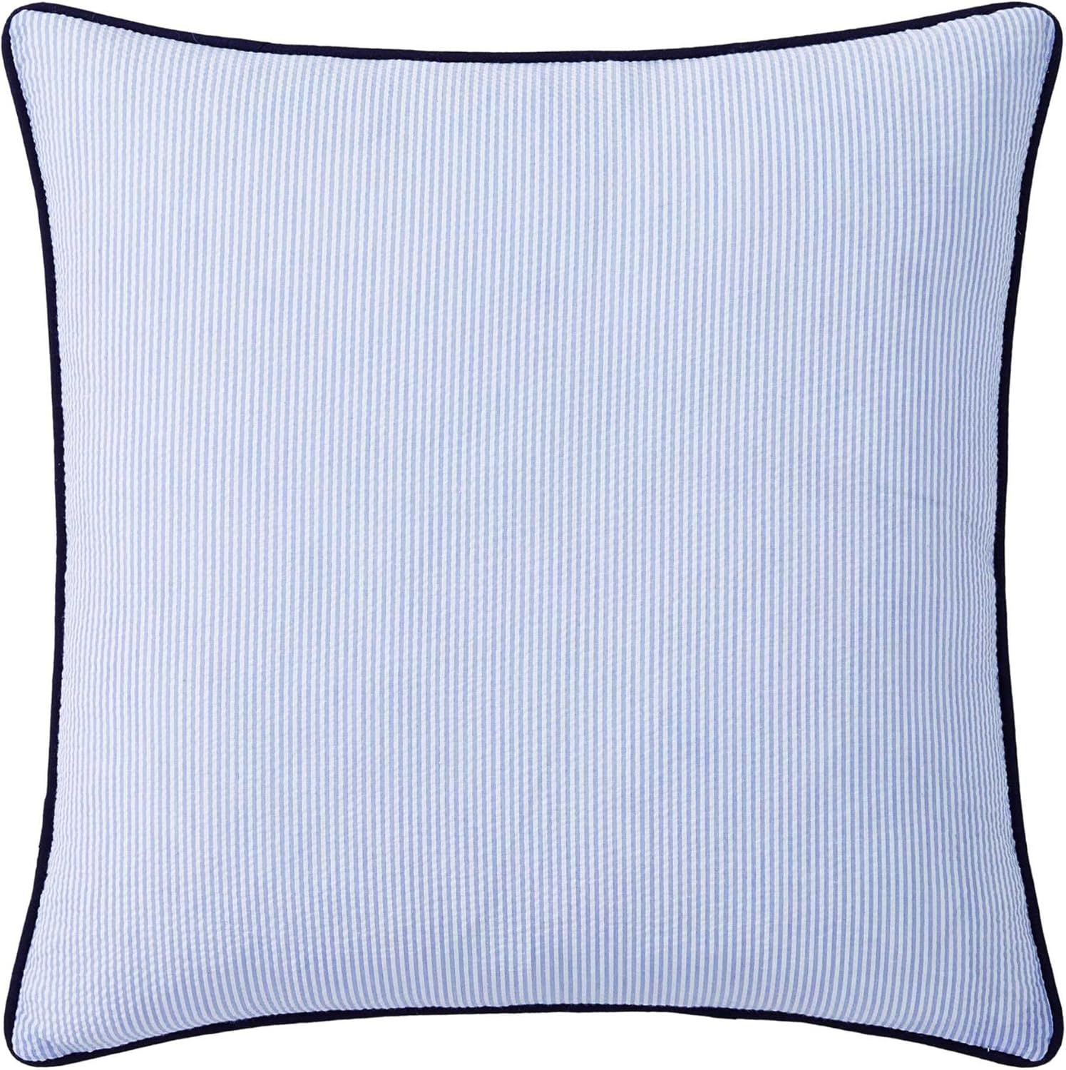 image:imageTommy Hilfiger Decorative Throw Pillow for Bed or Couch 12x16 Seersucker Accent Pillow with Zipper Closure Embroidered Crest Design Americana Decor BlueRiviera Blue