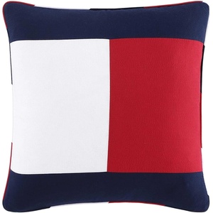Tommy Hilfiger – Decorative Throw Pillow for Bed or Couch, 12×16 Seersucker Accent Pillow with Zipper Closure, Embroidered Crest Design, Americana Decor (Blue)(Flag Navy)