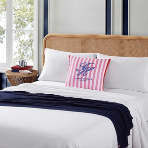 Tommy Hilfiger – Decorative Throw Pillow for Bed or Couch, 12×16 Seersucker Accent Pillow with Zipper Closure, Embroidered Crest Design, Americana Decor (Blue)(Beachfront Pink)