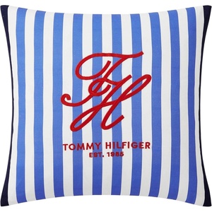 Tommy Hilfiger – Decorative Throw Pillow for Bed or Couch, 12×16 Seersucker Accent Pillow with Zipper Closure, Embroidered Crest Design, Americana Decor (Blue)(Beachfront Blue)