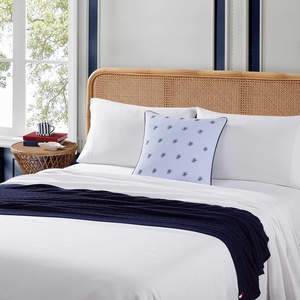 Tommy Hilfiger – Decorative Throw Pillow for Bed or Couch, 12×16 Seersucker Accent Pillow with Zipper Closure, Embroidered Crest Design, Americana Decor (Blue)(Riviera Blue)