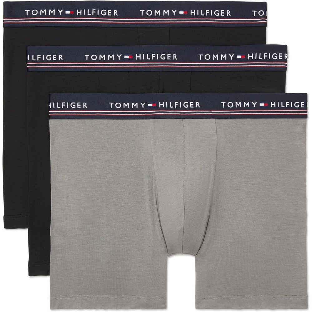 image:imageTommy Hilfiger Mens Modal 3Pack Boxer BriefPewter Grey Black Black
