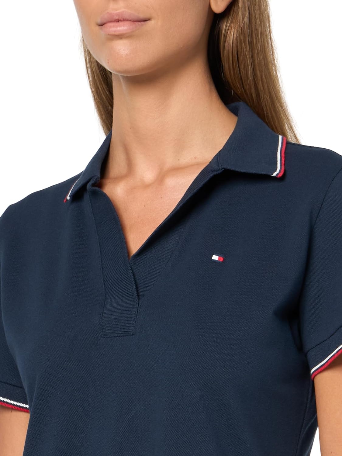 image:imageTommy Hilfiger Womens Cotton Pique Short Sleeve Polo Shirt in Classic Fit with StretchDark Night NavyRwb