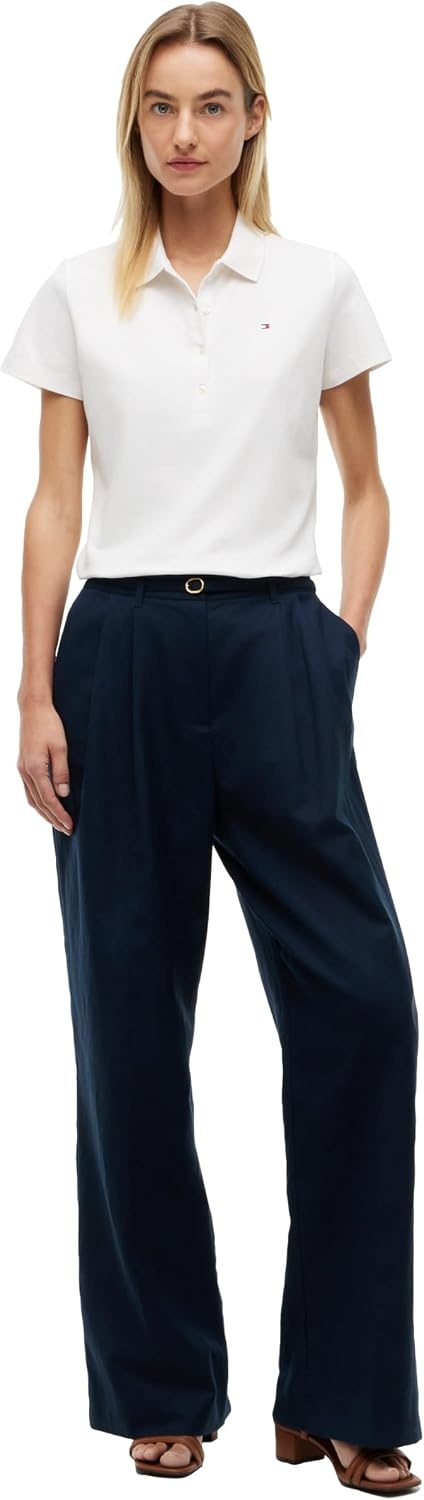 image:imageTommy Hilfiger Womens Cotton Pique Short Sleeve Polo Shirt in Classic Fit with StretchEcru