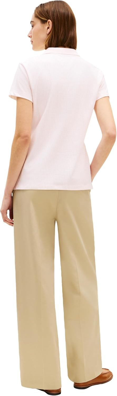 image:imageTommy Hilfiger Womens Cotton Pique Short Sleeve Polo Shirt in Classic Fit with StretchGingham Check Light Pink