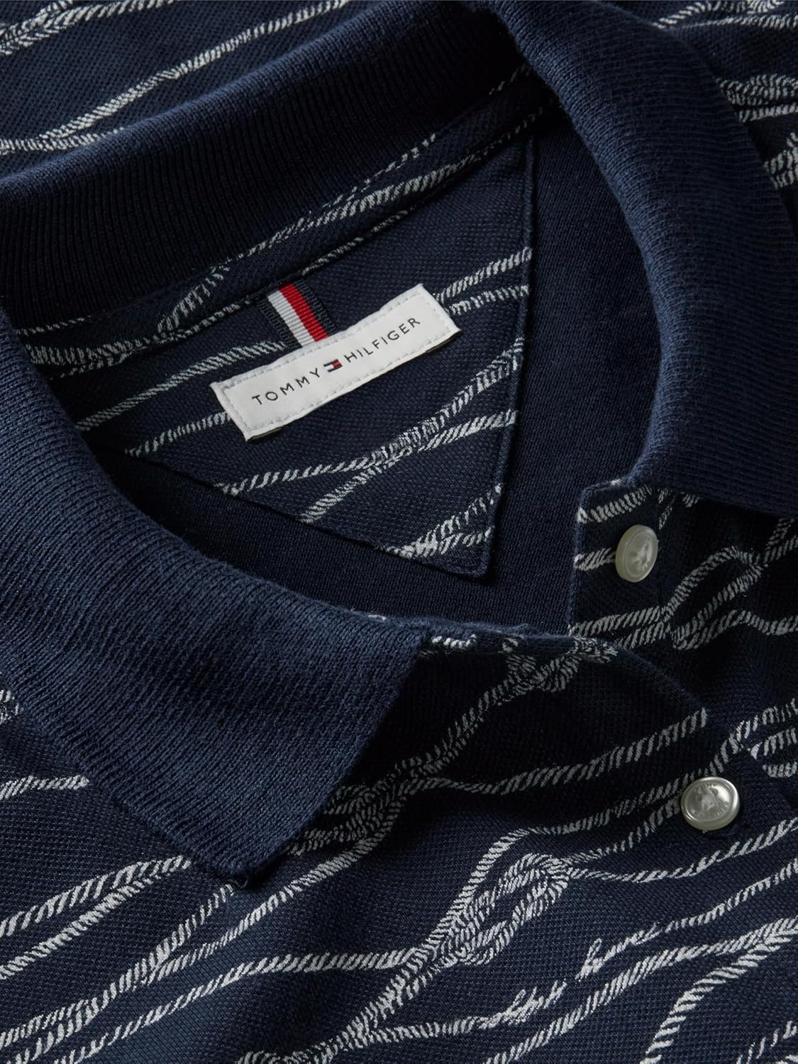 image:imageTommy Hilfiger Womens Cotton Pique Short Sleeve Polo Shirt in Classic Fit with StretchHanddrawn Rope Dark Night Navy