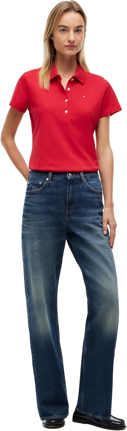 image:imageTommy Hilfiger Womens Cotton Pique Short Sleeve Polo Shirt in Classic Fit with StretchPrimary Red