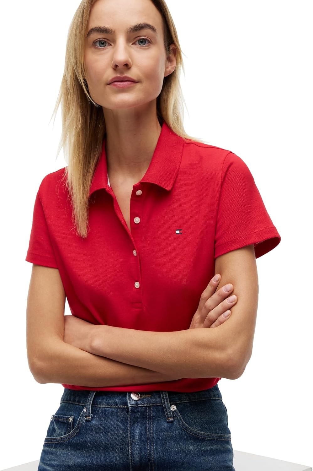 image:imageTommy Hilfiger Womens Cotton Pique Short Sleeve Polo Shirt in Classic Fit with StretchPrimary Red