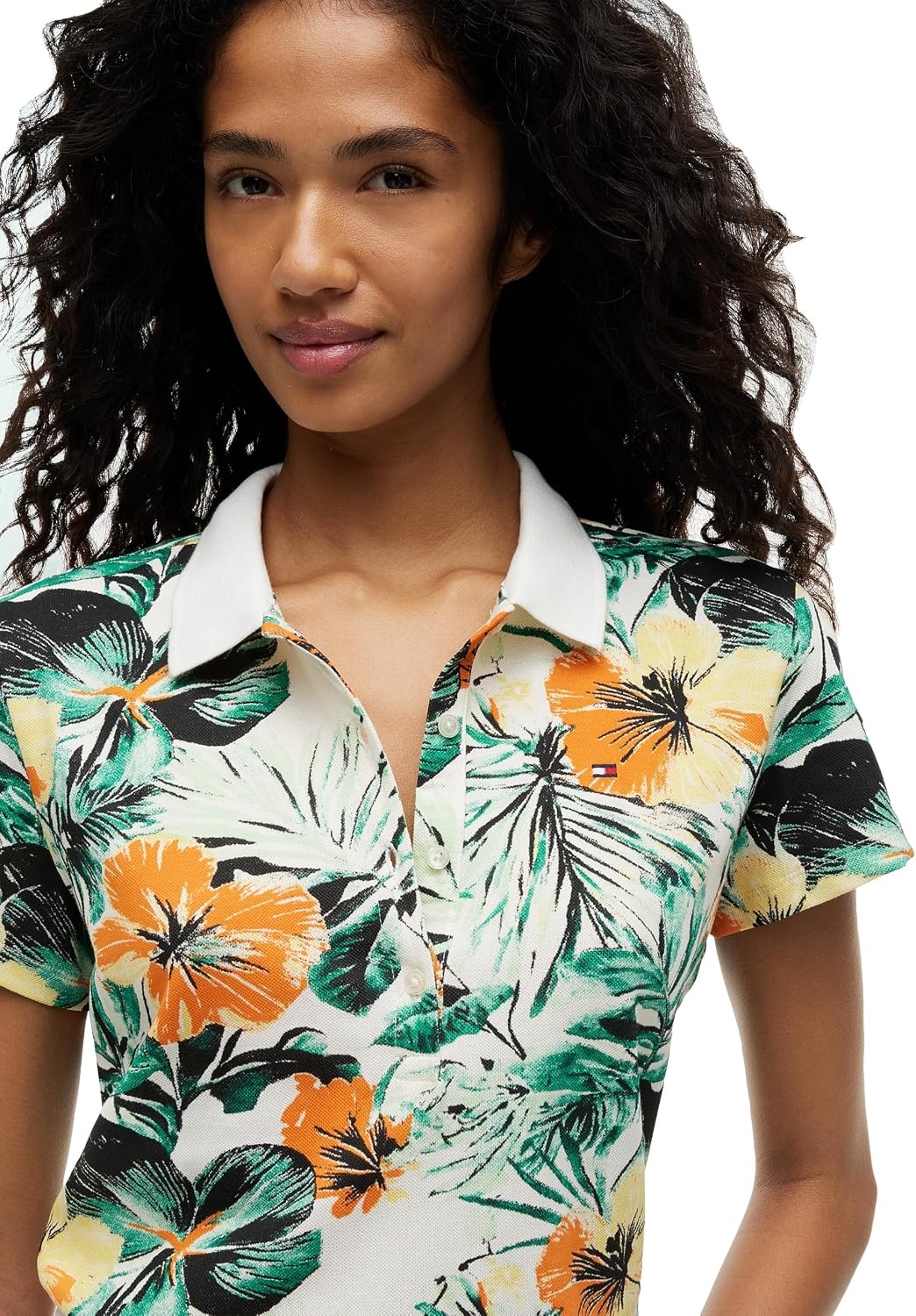image:imageTommy Hilfiger Womens Cotton Pique Short Sleeve Polo Shirt in Classic Fit with StretchSummer Floral Calico