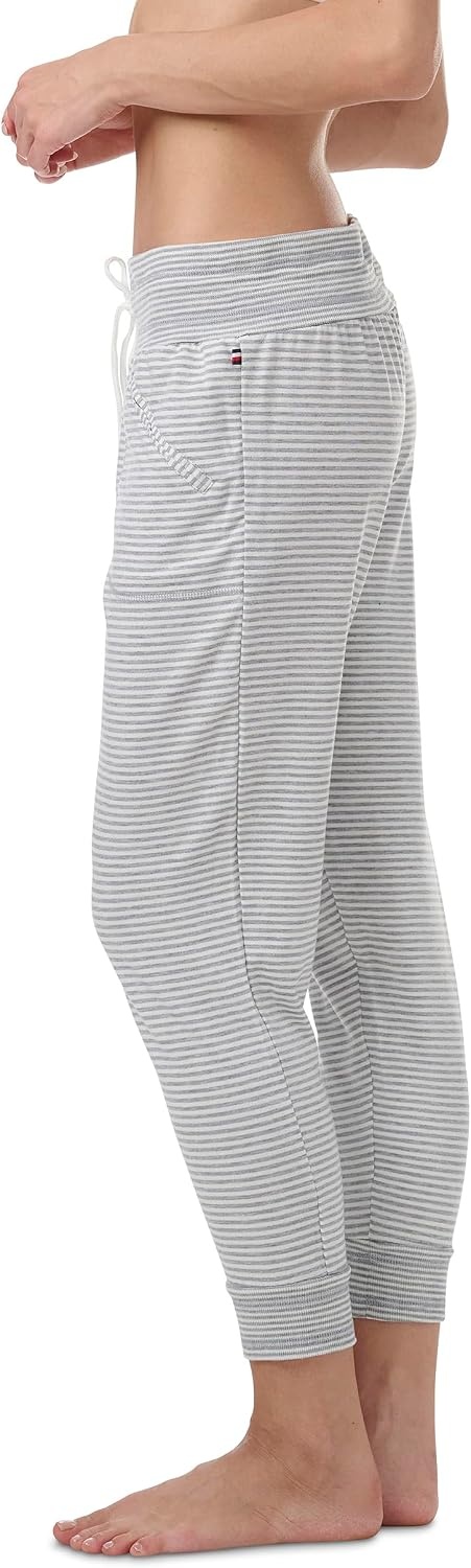 image:imageTommy Hilfiger Adaptive Womens Lounge JoggersHeather GreyEgret Stripe
