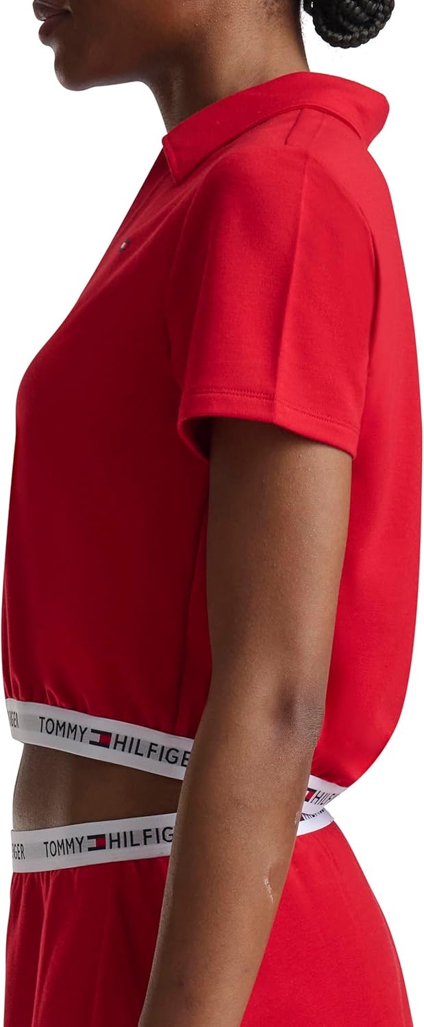image:imageTommy Hilfiger Womens Cropped ShortSleeve Polo ShirtTango Red