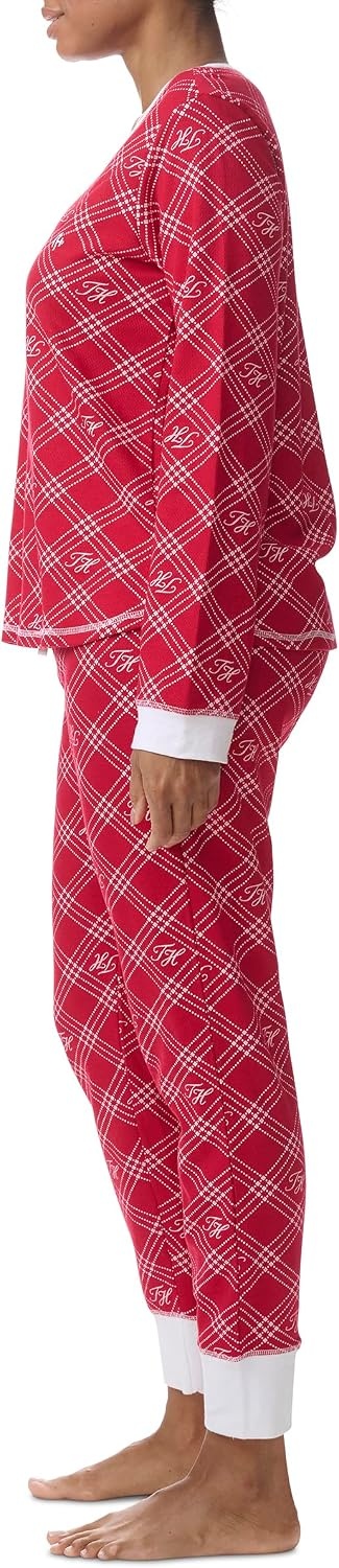 image:imageTommy Hilfiger Womens Long Sleeve Vintage Thermal Henley Pj SetMulti Plaid