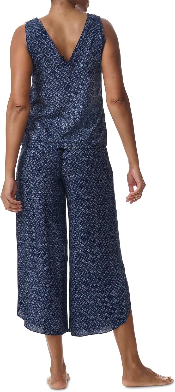 image:imageTommy Hilfiger Womens Tank Top and Crop Pant Bottom 2piece Pajama SetAllover GlyphSky Captain