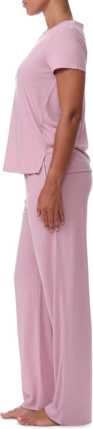 image:imageTommy Hilfiger Womens Tshirt and Open Leg Pant 2 Piece Pajama SetBreezy Orchid