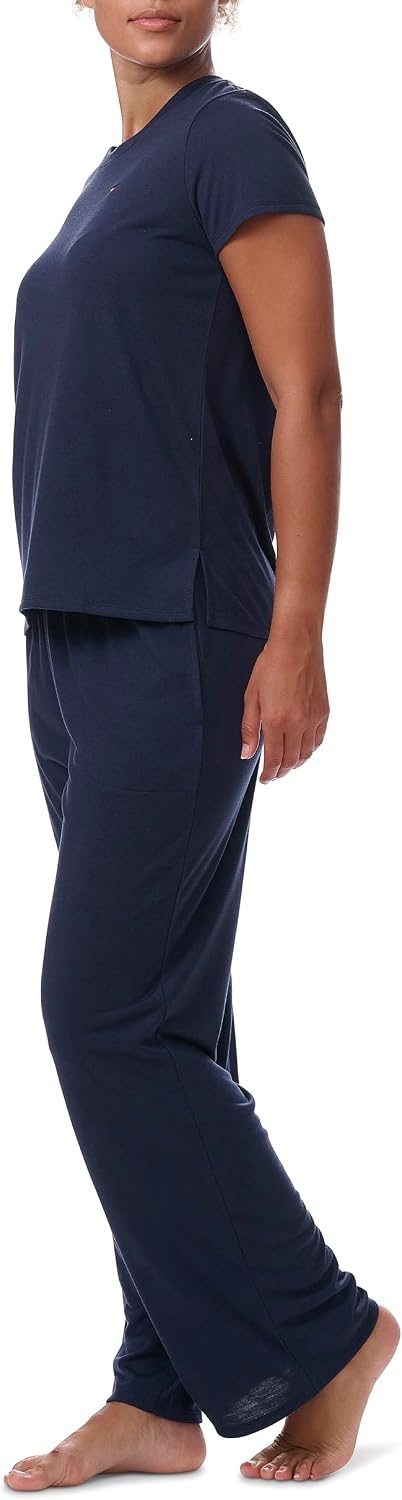 image:imageTommy Hilfiger Womens Tshirt and Open Leg Pant 2 Piece Pajama SetSky Captain