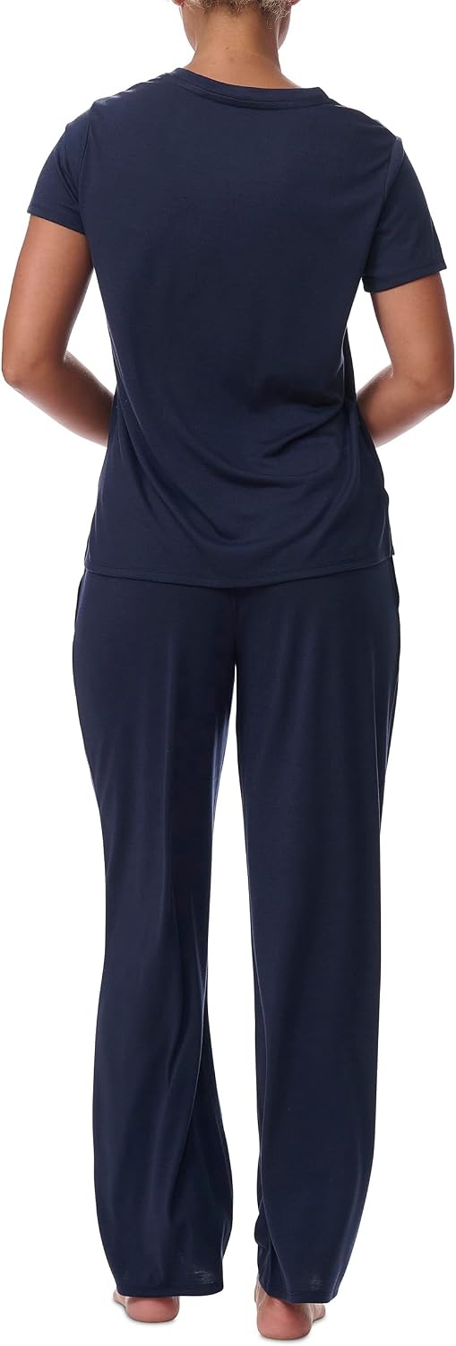 image:imageTommy Hilfiger Womens Tshirt and Open Leg Pant 2 Piece Pajama SetSky Captain