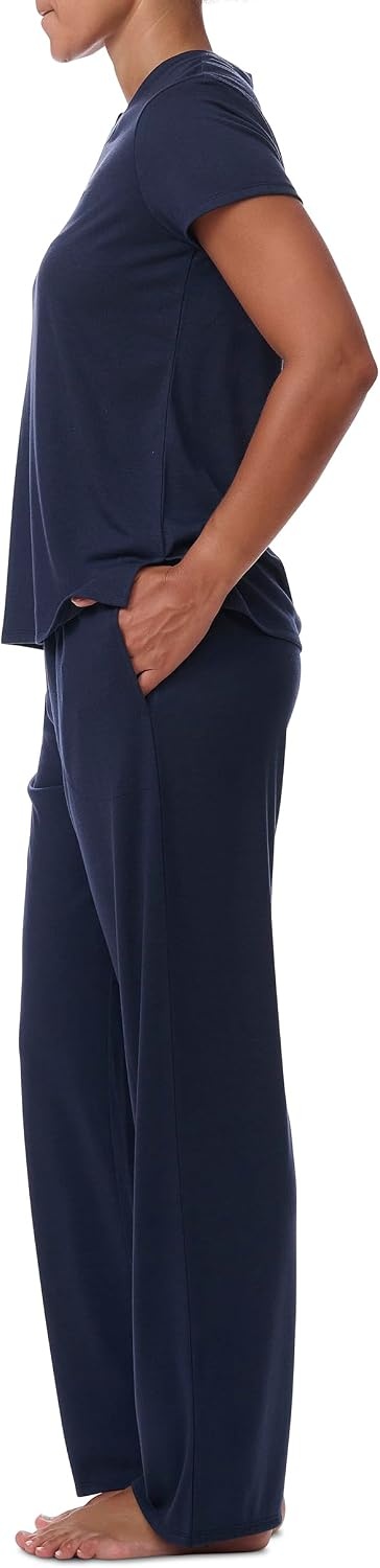 image:imageTommy Hilfiger Womens Tshirt and Open Leg Pant 2 Piece Pajama SetSky Captain