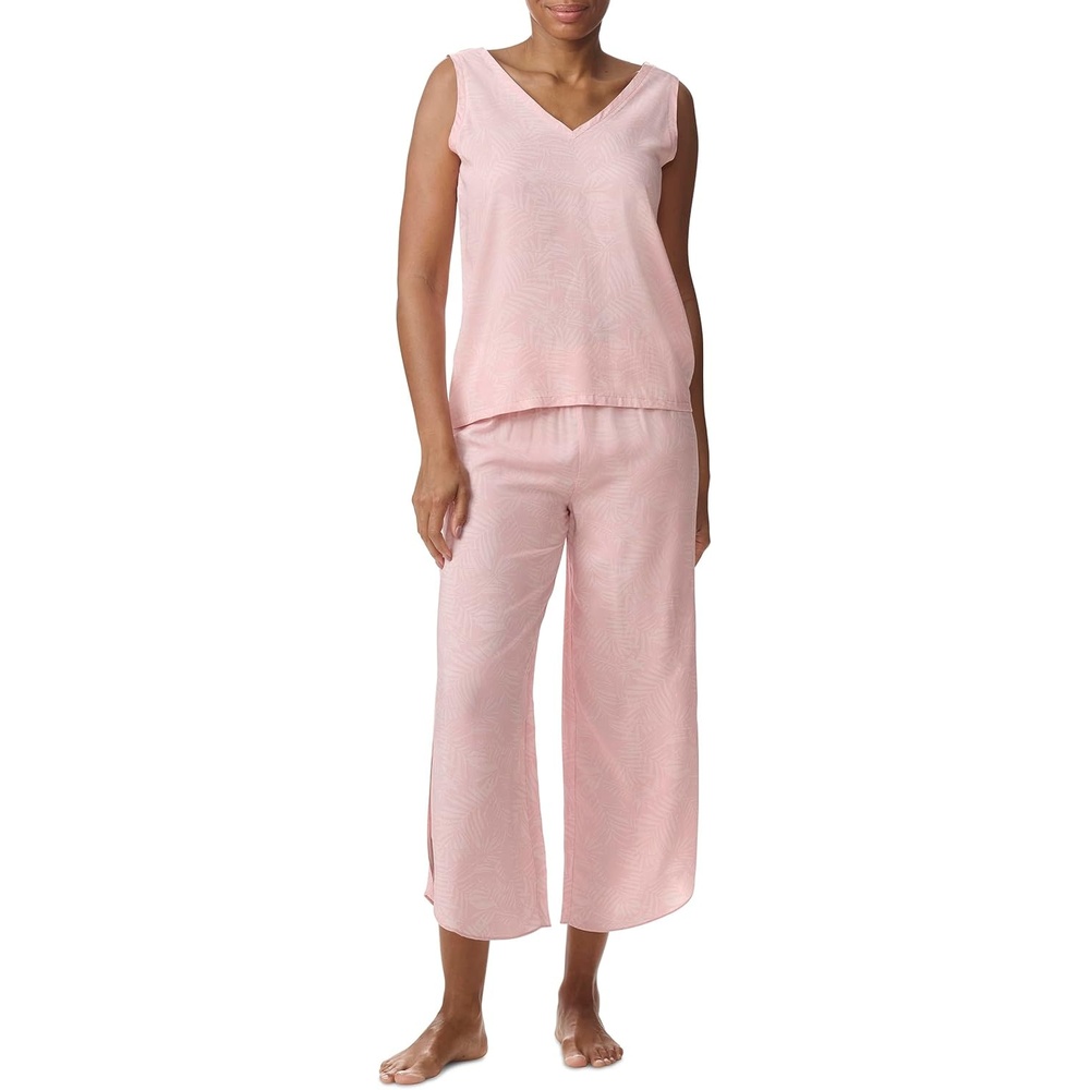 image:imageTommy Hilfiger Womens Tank Top and Crop Pant Bottom 2piece Pajama SetTonal PalmPeach Skin