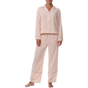 Tommy Hilfiger Women’s Notch Top & Long Pant 2 Piece Pajama Set(Barely There)