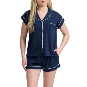 Tommy Hilfiger Women’s Short Sleeve Notch Collar & Boxer Sleep Set(Sky Captain)