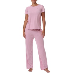 Tommy Hilfiger Women’s T-shirt and Open Leg Pant 2 Piece Pajama Set(Breezy Orchid)