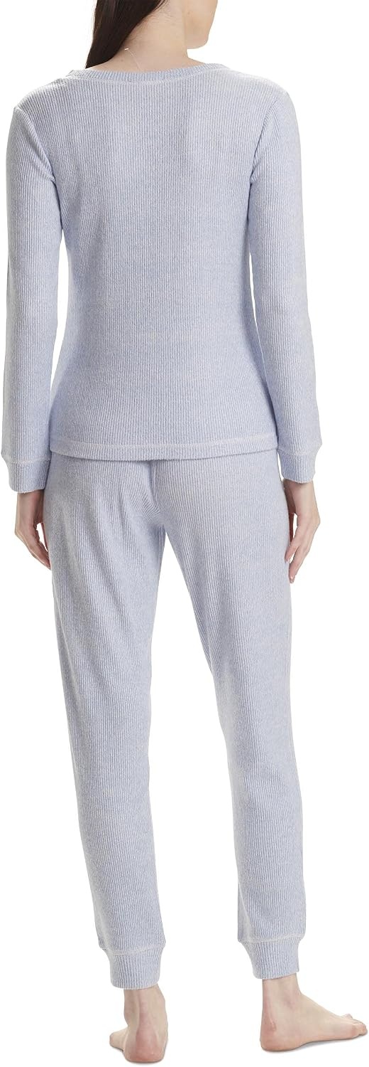 image:imageTommy Hilfiger Adaptive Womens Waffleknit Long Sleeve Jogger Pajama SetChambray Heather